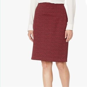 Nine West Celebration Black & Crimson Jacquard Skirt NEW Large